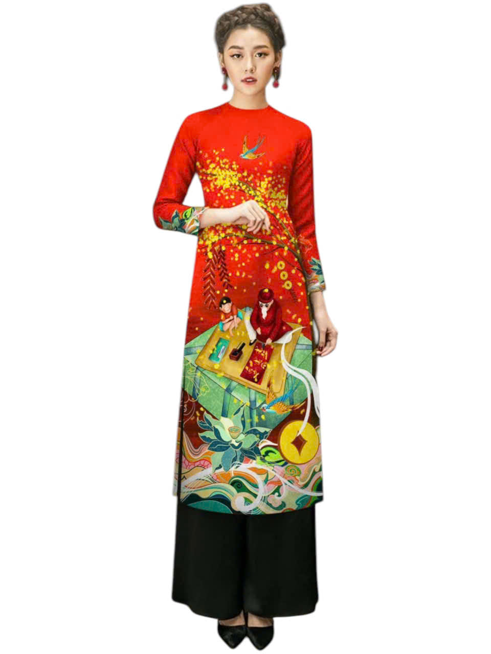 3D Printed Ao Dai Women - Tet Ao Dai Women - Áo Dài Bộ main image 1