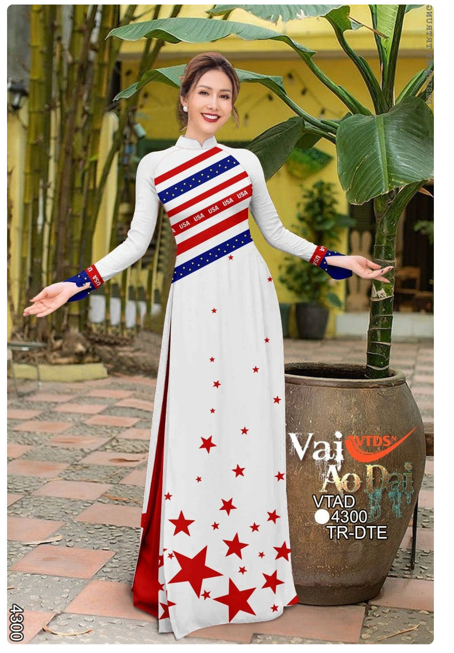 The American Flag Ao Dai 3D Printed Ao Dai Ao Dai In Ho Ti t Ao Dai US