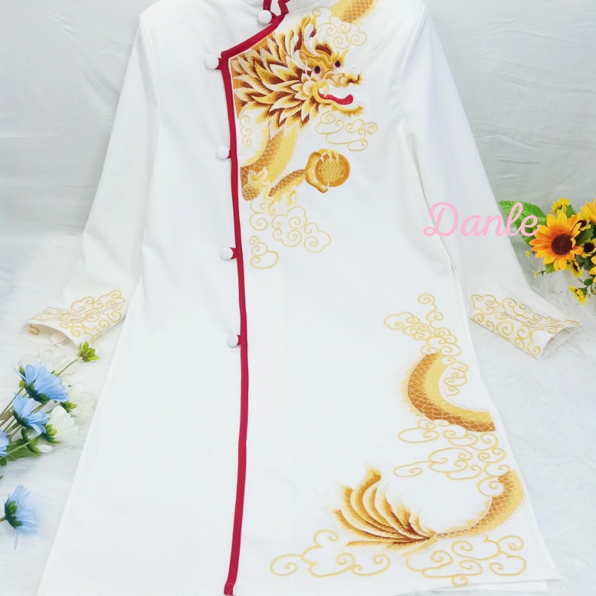 Embroidered Ao Dai Vietnamese Traditional Dress for Women Ao Dai Big Size -   Canada