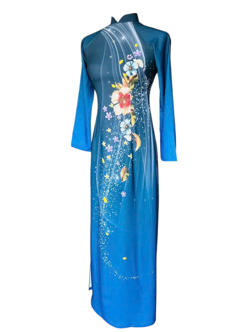 3D Printed Blue Ao Dai For Women | Vietnamese Ao Dai | NO PANTS E5