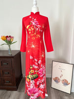 3D Printed Ao Dai For Women | Vietnamese Ao Dai | Red Ao Dai Tet F2