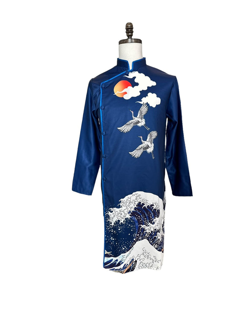 Pre-made Printed Modern Ao Dai For Men | Men Dress | Men's Ao Dai For Wedding | Áo Dài Nam