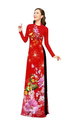 3D Printed Ao Dai For Women | Vietnamese Ao Dai | Red Ao Dai Tet F2