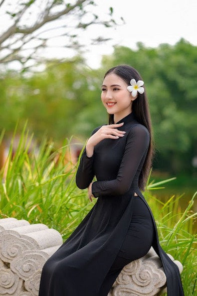 Pre-made Black Vietnamese Ao Dai For Women | Ao Dai Viet Nam | Áo Dài Truyền Thống