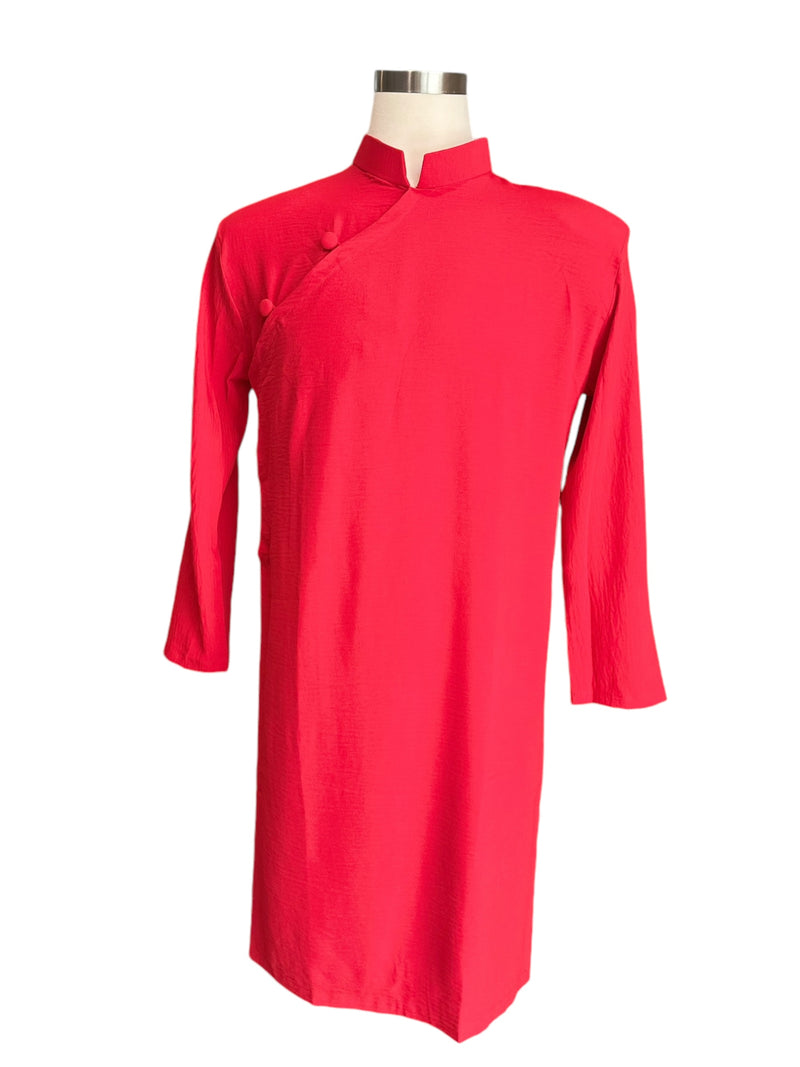 Men Dress | Red\ Navy Blue Đủi Silk Ao Dai For Men | Áo Dài Nam