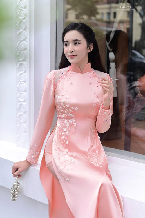 Hồng Đào Duyên Vietnamese Ao Dai | Bridal Dress F2
