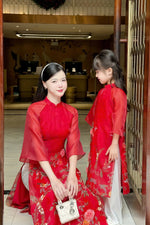 Red Matching Dresses Mom and Daughter | Áo Dài Đôi | B33