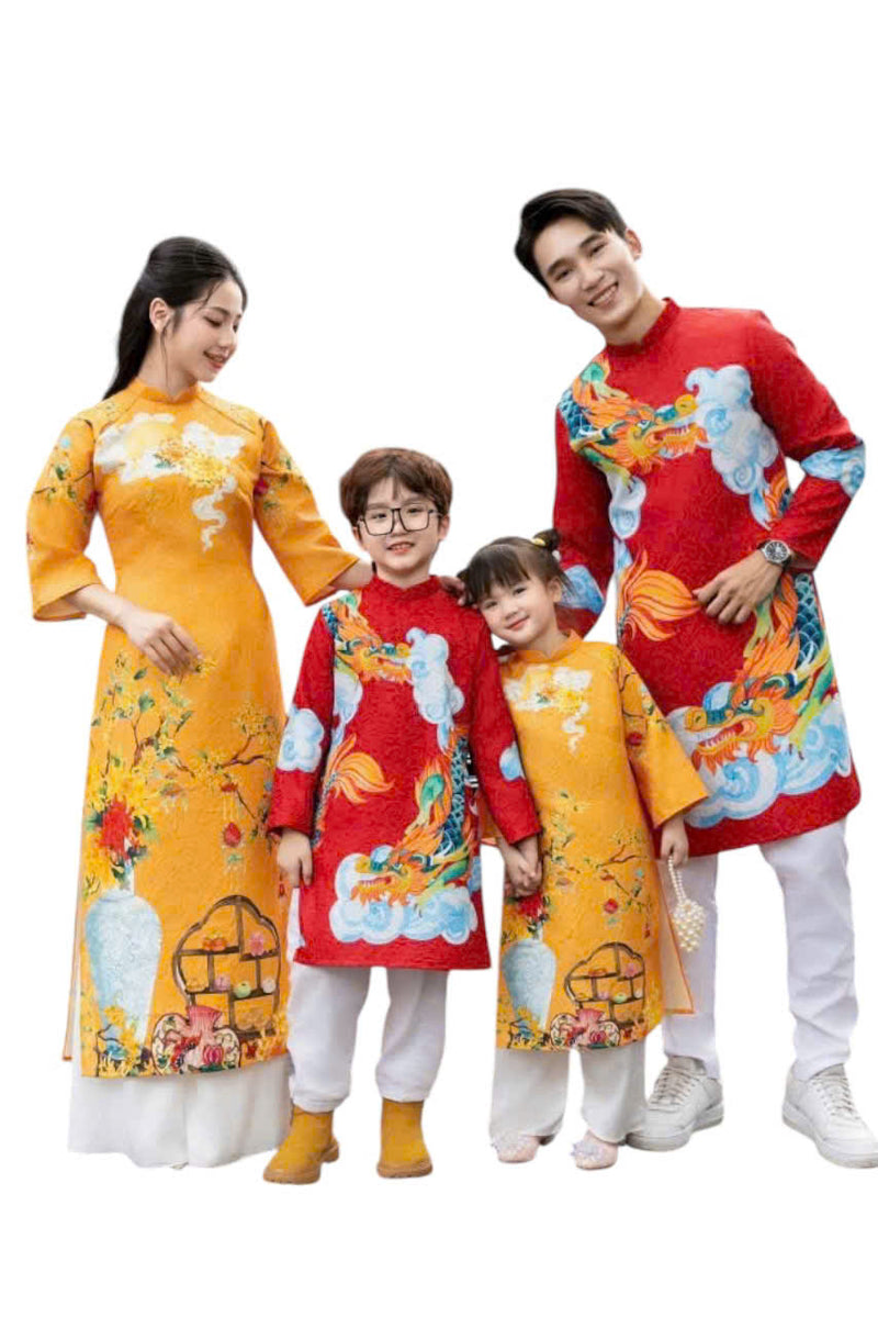 Matching Family Cat Tuong Ao Dai | Áo Dài Đôi A7