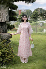 Sparkling Snow Rose Modernized Ao Dai Set | Vietnamese Ao Dai | Áo Dài Cách Tân B17