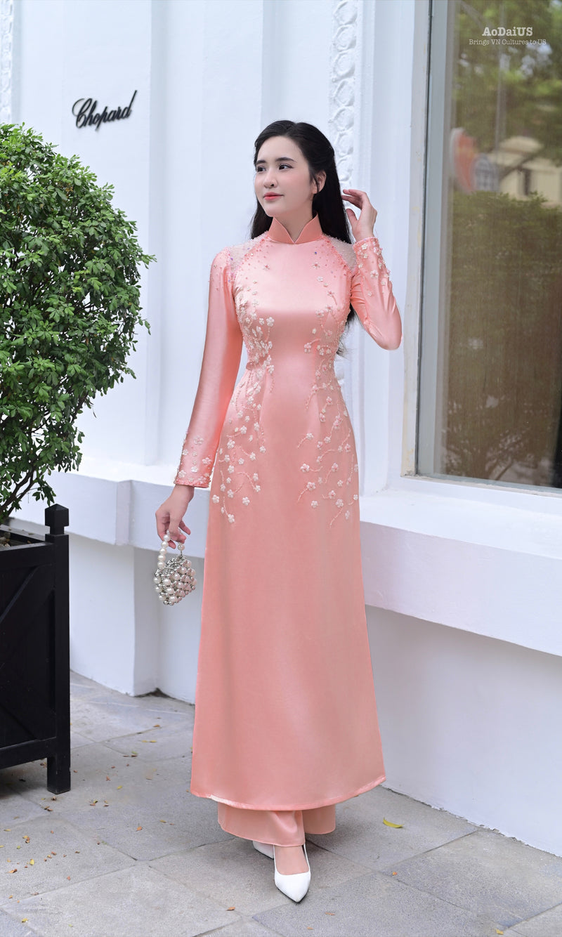 Hồng Đào Duyên Vietnamese Ao Dai | Bridal Dress F2