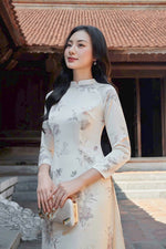 Floral Ao Dai Gấm NO PANTS | Ao Dai Vietnam | Vietnamese Traditional Ao Dai For Women | Áo Dài Truyền Thống