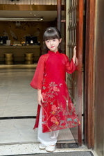 Red Matching Dresses Mom and Daughter | Áo Dài Đôi | B33