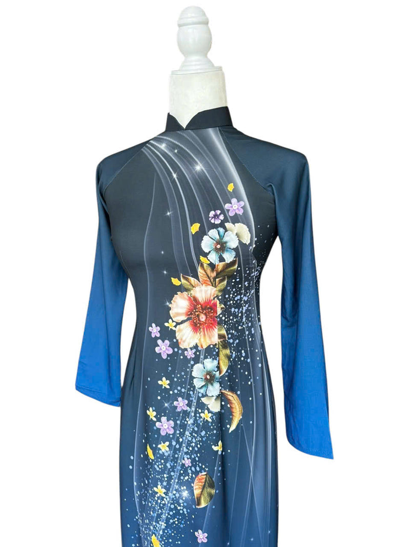 3D Printed Blue Ao Dai For Women | Vietnamese Ao Dai | NO PANTS E5