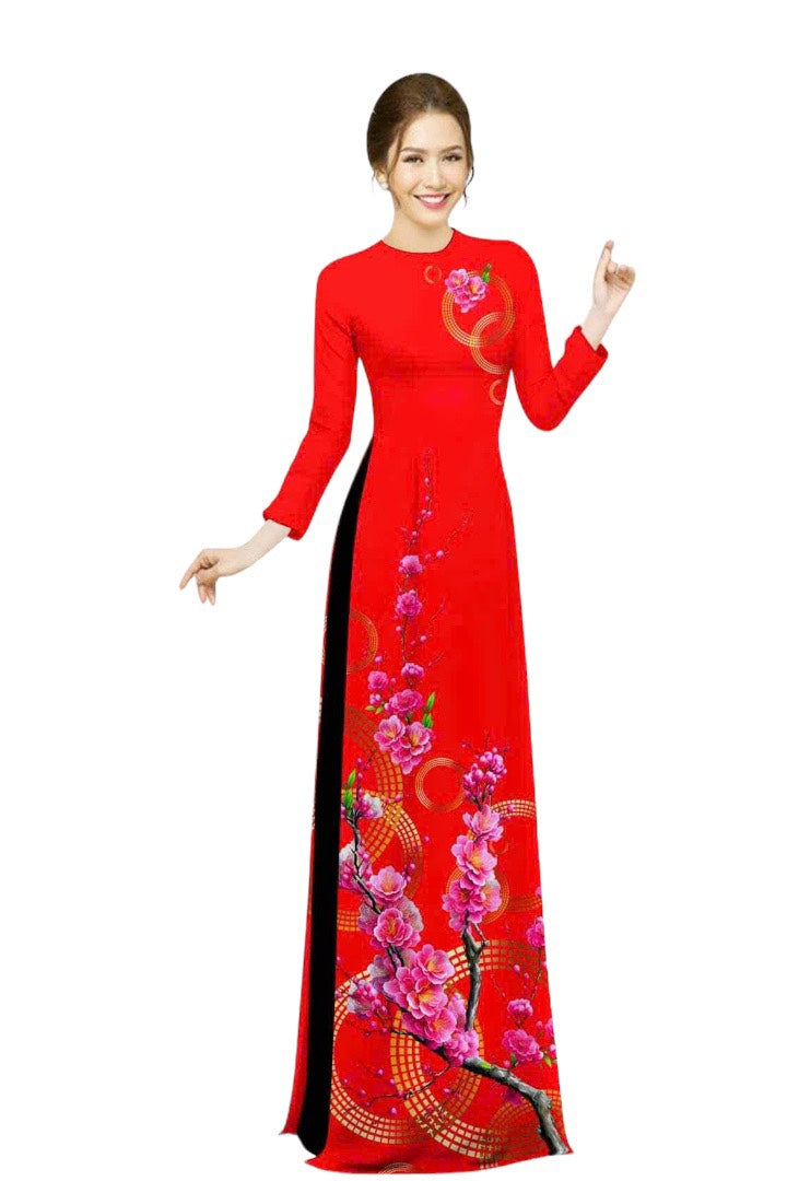 Printed Traditional Vietnamese Ao Dai For Women - NO PANTS | Vietnamese Ao Dai | Ao Dai Viet Nam | Áo Dài Truyền Thống