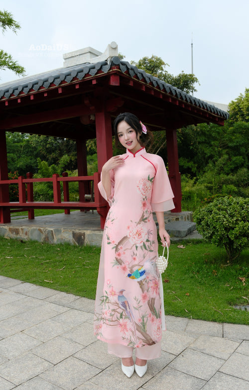 Spring Blossom Modern Vietnamese Ao Dai No Pants A20