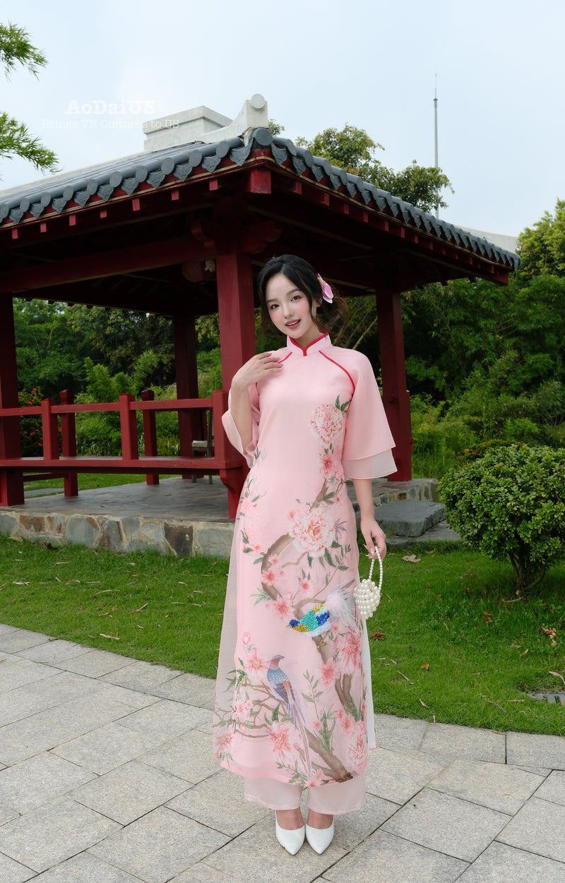 Spring Blossom Modern Vietnamese Ao Dai No Pants A20
