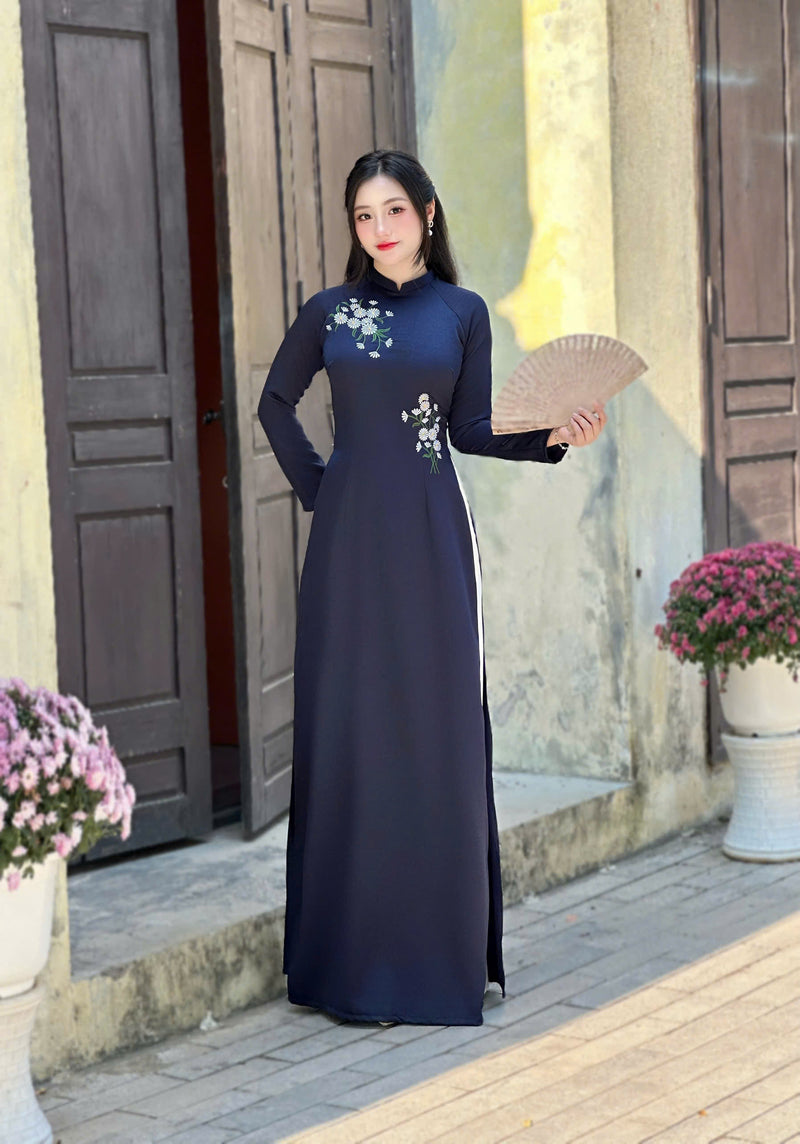 Daisy Floral Embroidered Ao Dai  | Áo Dài Truyền Thống