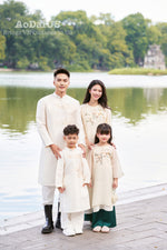 Cream-White An Xuan Matching Family Ao Dai | Áo Dài Gia Đình