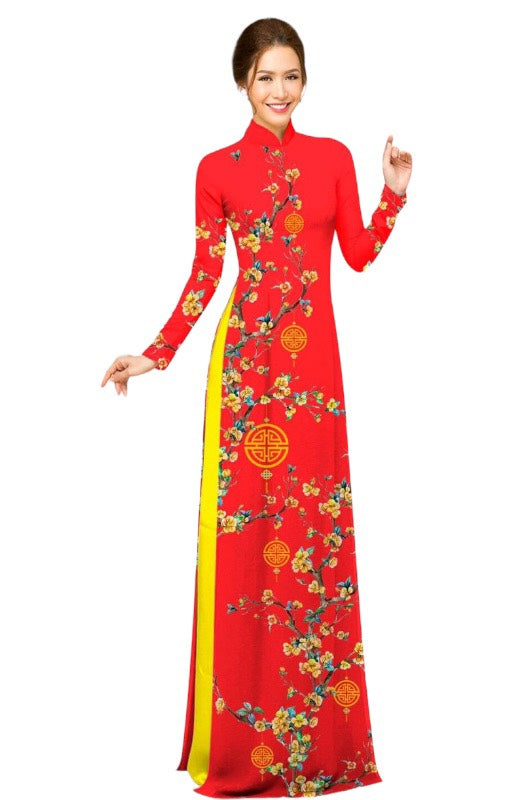 Printed Traditional Vietnamese Ao Dai For Women - NO PANTS | Vietnamese Ao Dai | Ao Dai Viet Nam | Áo Dài Truyền Thống