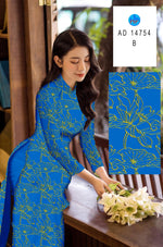 Lotus Printed Traditional Vietnamese Ao Dai | Ao Dai For Women | Ao Dai For Wedding | Áo Dài Truyền Thống