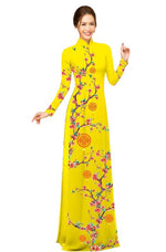 Printed Traditional Vietnamese Ao Dai For Women - NO PANTS | Vietnamese Ao Dai | Ao Dai Viet Nam | Áo Dài Truyền Thống