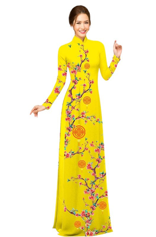 Printed Traditional Vietnamese Ao Dai For Women - NO PANTS | Vietnamese Ao Dai | Ao Dai Viet Nam | Áo Dài Truyền Thống