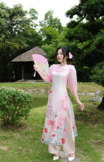 Pink Serenade Modern Vietnamese Ao Dai No Pants A39