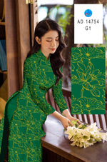 Lotus Printed Traditional Vietnamese Ao Dai | Ao Dai For Women | Ao Dai For Wedding | Áo Dài Truyền Thống