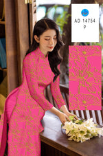 Lotus Printed Traditional Vietnamese Ao Dai | Ao Dai For Women | Ao Dai For Wedding | Áo Dài Truyền Thống