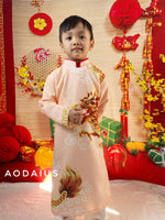 Peach 3D Dragon Ao Dai Kid | Dress For Boys | Áo Dài Bé Trai