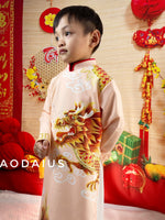 Peach 3D Dragon Ao Dai Kid | Dress For Boys | Áo Dài Bé Trai