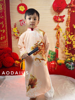 Peach 3D Dragon Ao Dai Kid | Dress For Boys | Áo Dài Bé Trai