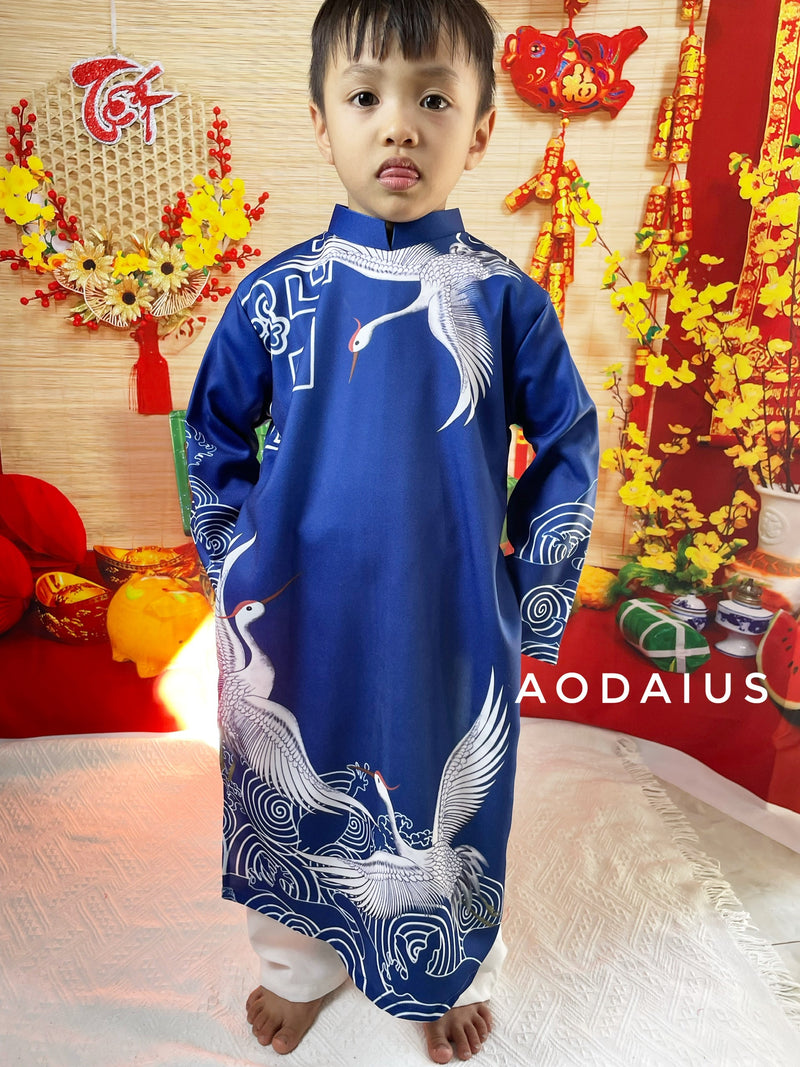 Blue Crane Ao Dai Kid | Dress For Boys | Áo Dài Bé Trai