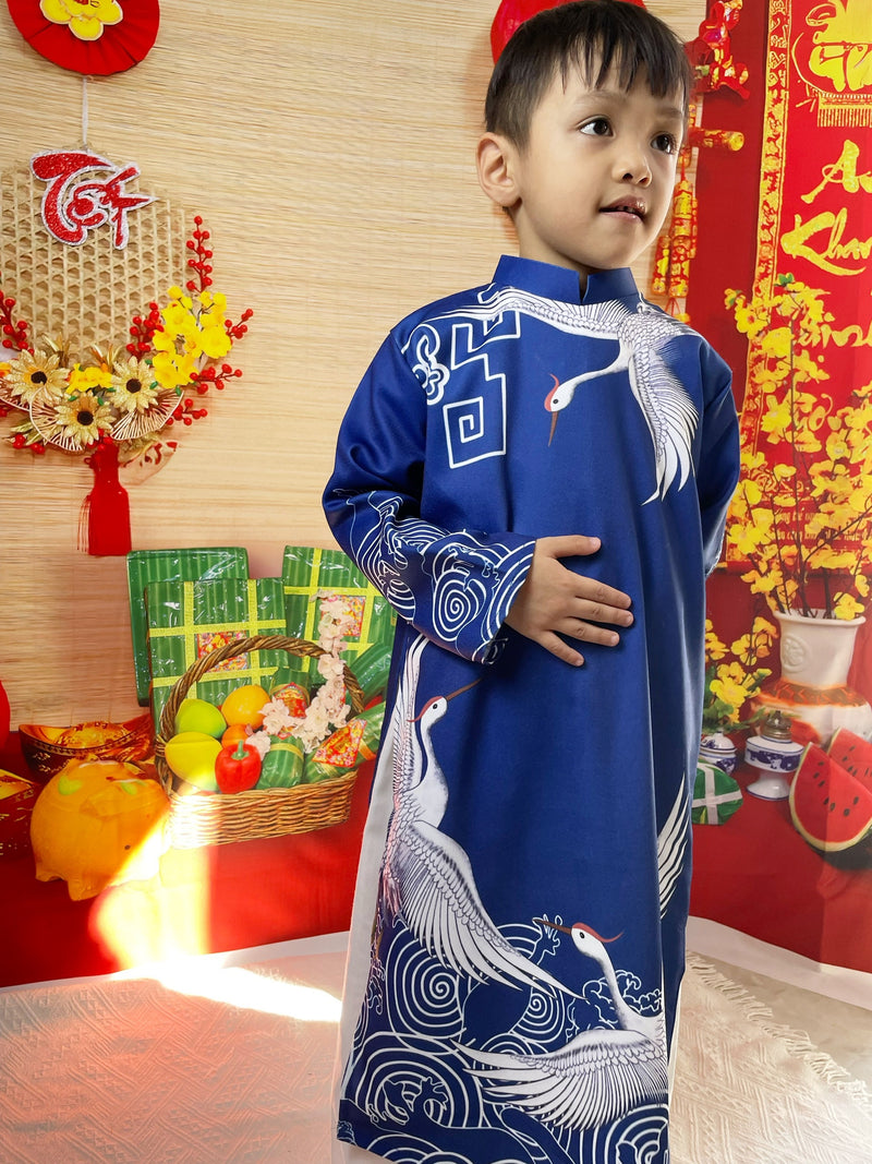 Blue Crane Ao Dai Kid | Dress For Boys | Áo Dài Bé Trai