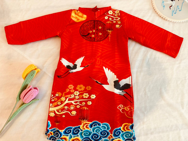 Red Ao Dai For Boys | Áo Dài Bé Trai | Kid Long Dress Ao Dai | Viet Dress For Kids E36