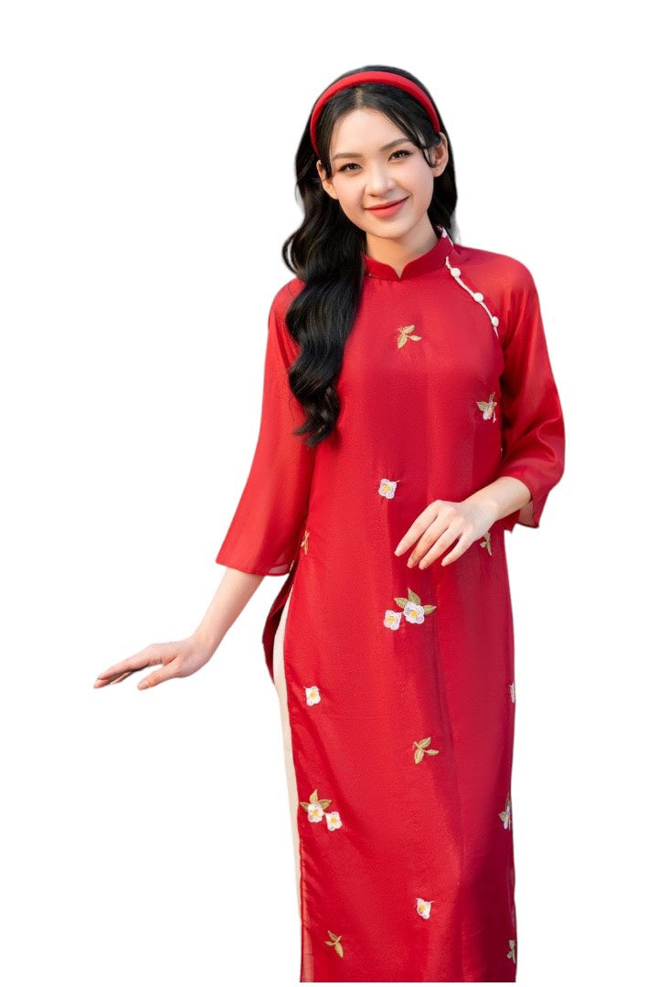 Pre-made Modernized Ao Dai Set | Vietnamese Ao Dai | Lace Ao Dai | Áo Dài Cách