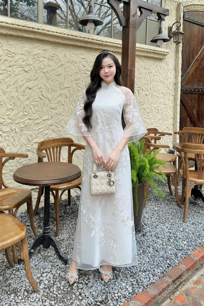 Pre-made Modernized Ao Dai Set | Vietnamese Ao Dai | Lace Ao Dai | Áo Dài Cách Tân