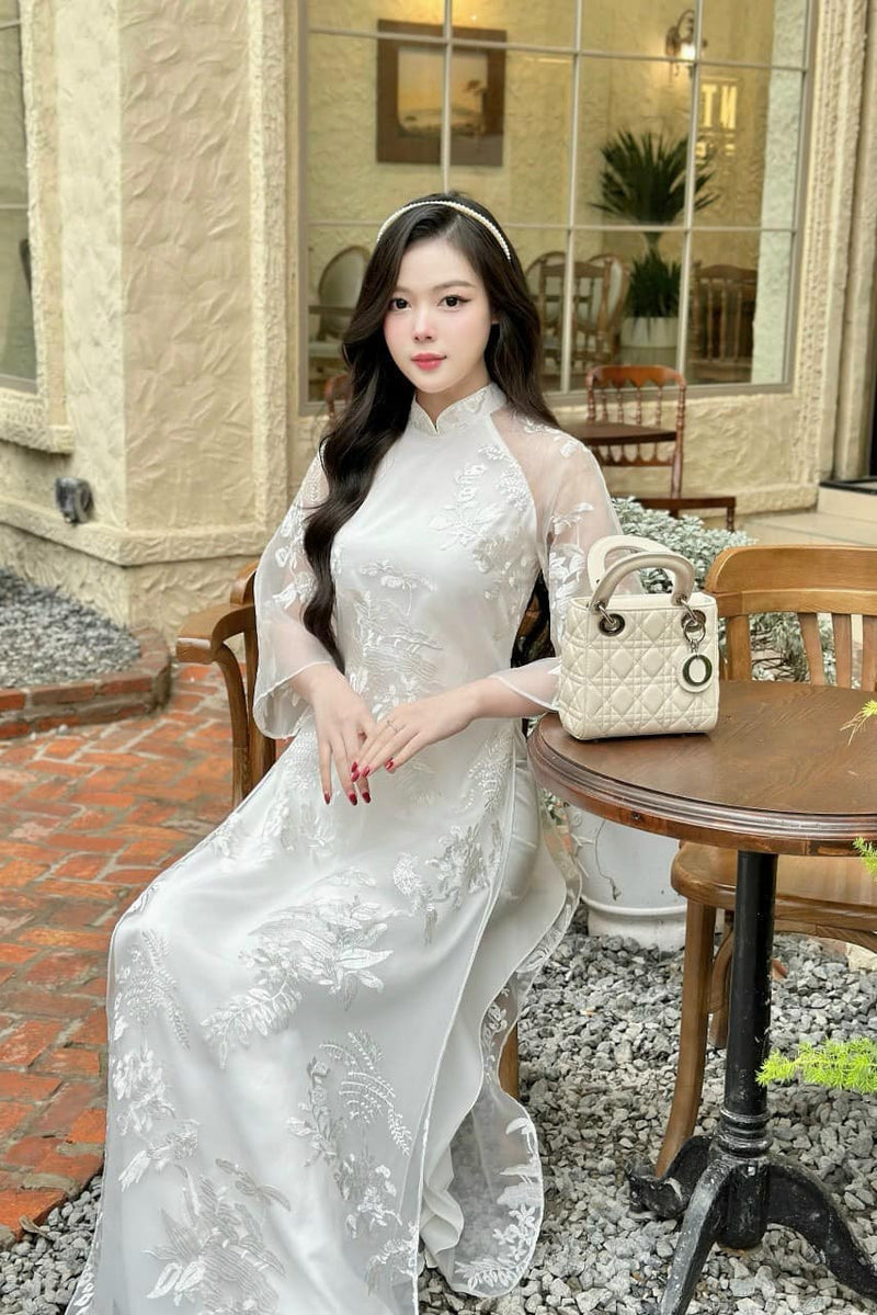 Pre-made Modernized Ao Dai Set | Vietnamese Ao Dai | Lace Ao Dai | Áo Dài Cách Tân