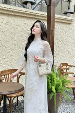 Pre-made Modernized Ao Dai Set | Vietnamese Ao Dai | Lace Ao Dai | Áo Dài Cách Tân