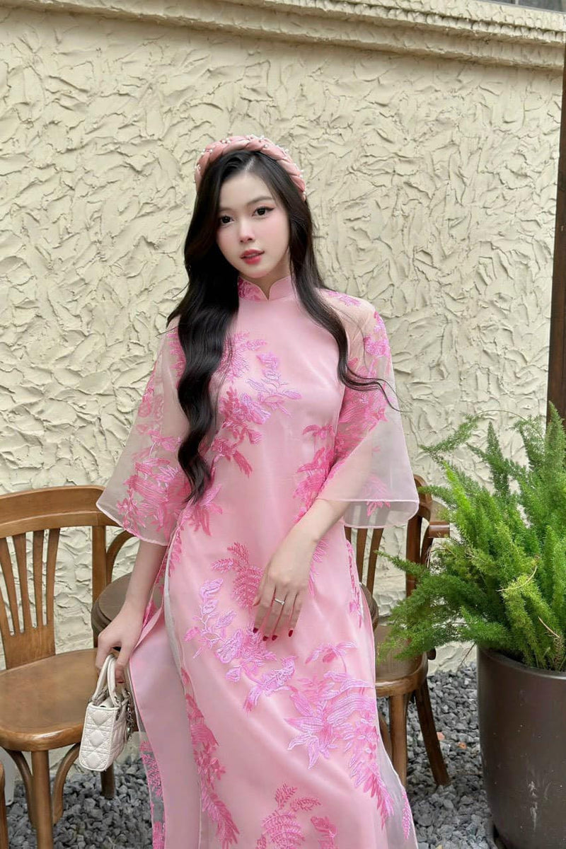 Pre-made Modernized Ao Dai Set | Vietnamese Ao Dai | Lace Ao Dai | Áo Dài Cách Tân