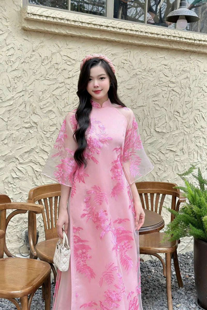 Pre-made Modernized Ao Dai Set | Vietnamese Ao Dai | Lace Ao Dai | Áo Dài Cách Tân