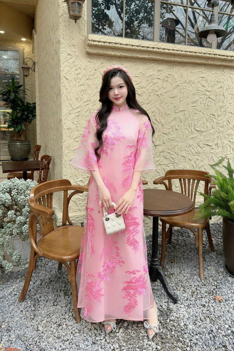 Pre-made Modernized Ao Dai Set | Vietnamese Ao Dai | Lace Ao Dai | Áo Dài Cách Tân