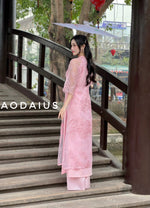 PINK Tieded Neck Ao Dai For Women | Vietnamese Modernized Dress