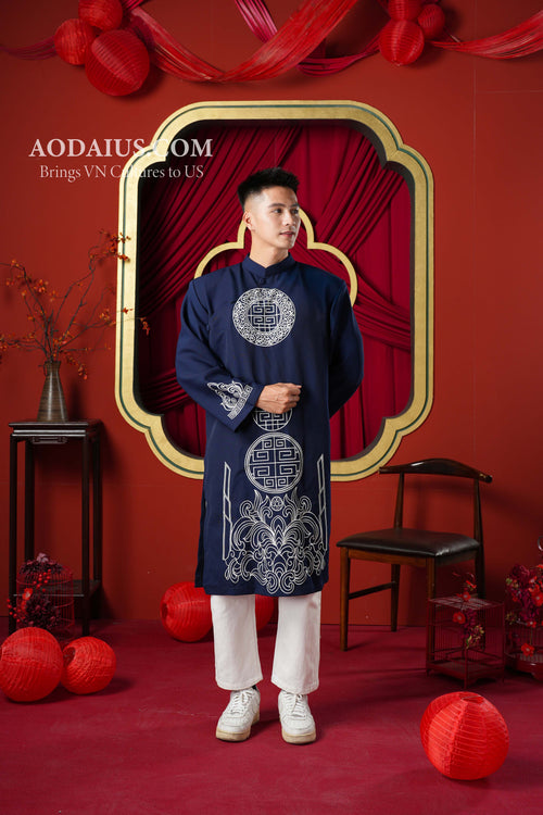 Imperial Navy Emblem Vietnamese Ao Dai Top for Men M4