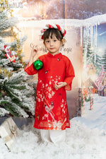 Girl Dress | Áo Dài Bé gái | Kid Ao Dai | Printed Modern Ao Dai For Baby Girl