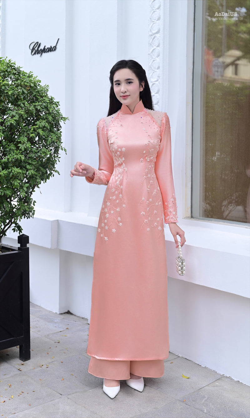 Hồng Đào Duyên Vietnamese Ao Dai | Bridal Dress F2