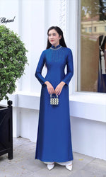 Blue Pearl Grace Traditional Vietnamese Ao Dai No Pants D3