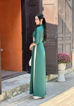 Green Ao Dai With Ribbon Floral | Áo Dài Truyền Thống