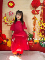 Red Ao Dai With Tie Bow | Ao Dai For Infant, Toddler, Teen Girls