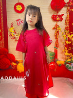 Red Ao Dai With Tie Bow | Ao Dai For Infant, Toddler, Teen Girls